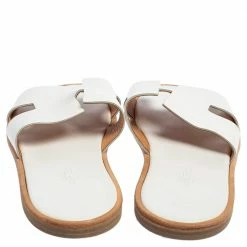 Hermes White Leather Izmir Flat Slides Size 43.5 For Men -Deals Hermes Store luxury men hermes new shoes p423906 004