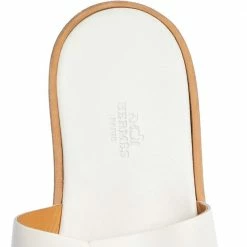 Hermes White Leather Izmir Flat Slides Size 43.5 For Men -Deals Hermes Store luxury men hermes new shoes p423906 007