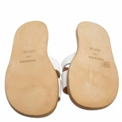 Hermes White Leather Izmir Flat Slides Size 43.5 For Men -Deals Hermes Store luxury men hermes new shoes p423906 008