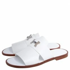 Hermes White Leather Arles Mules Size 43 For Men -Deals Hermes Store luxury men hermes new shoes p486269 003