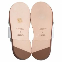 Hermes White Leather Arles Mules Size 43 For Men -Deals Hermes Store luxury men hermes new shoes p486269 004