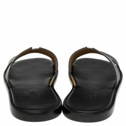 Hermes Black Leather Izmir Flat Sandals 40 For Men -Deals Hermes Store luxury men hermes new shoes p504128 001