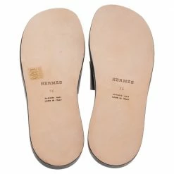 Hermes Black Leather Izmir Slide Sandal Size 46 For Men -Deals Hermes Store luxury men hermes new shoes p504132 002