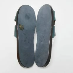 Hermes Green Leather Izmir Flat Slides Size 43 For Men -Deals Hermes Store luxury men hermes new shoes p646391 004