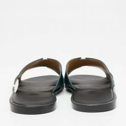Hermes Green Leather Izmir Flat Slides Size 43 For Men -Deals Hermes Store luxury men hermes new shoes p646391 006