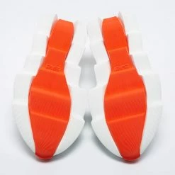 Hermes White/Orange Knit Fabric Eclair Slip-On Sneakers Size 42 For Men -Deals Hermes Store luxury men hermes new shoes p670122 002