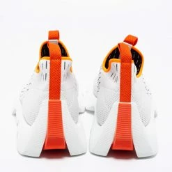 Hermes White/Orange Knit Fabric Eclair Slip-On Sneakers Size 42 For Men -Deals Hermes Store luxury men hermes new shoes p670122 003