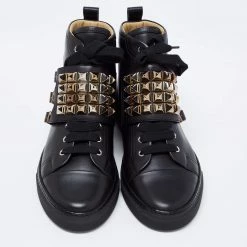 Hermes Black Leather Studded Lennox High-Top Sneakers Size 41.5 For Men -Deals Hermes Store luxury men hermes new shoes p678293 007