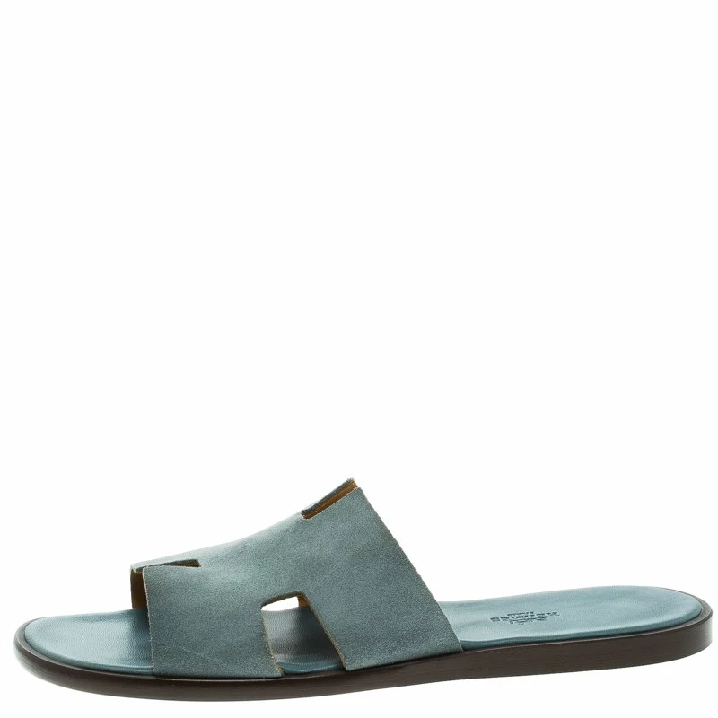 Hermes Teal Suede Izmir Sandals Size 44 For Men 4 Hermes Teal Suede Izmir Sandals Size 44 For Men - Image 2