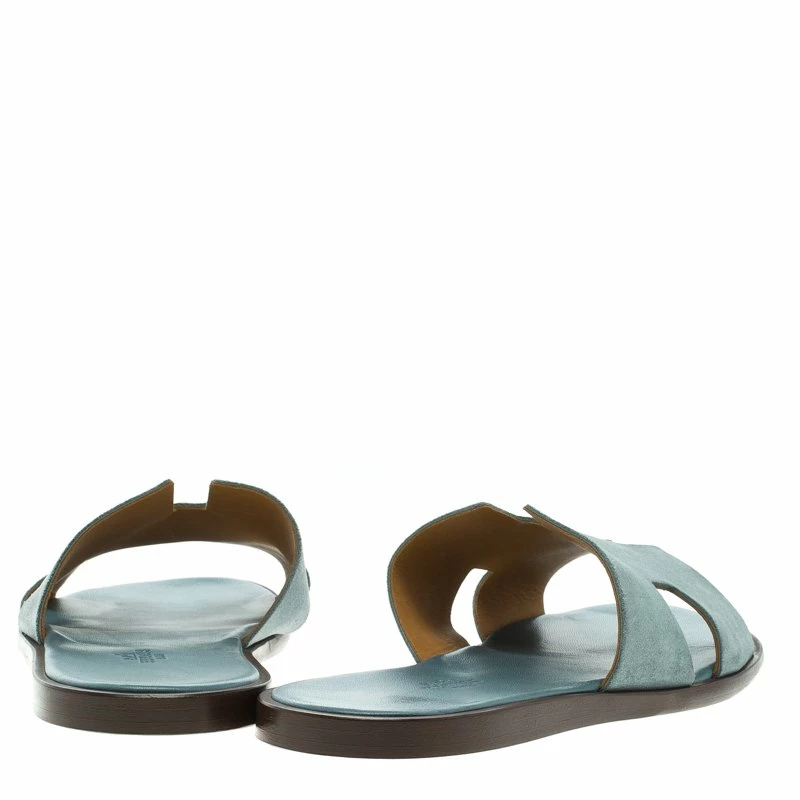 Hermes Teal Suede Izmir Sandals Size 44 For Men 7 Hermes Teal Suede Izmir Sandals Size 44 For Men - Image 5