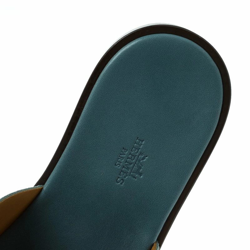 Hermes Teal Suede Izmir Sandals Size 44 For Men 9 Hermes Teal Suede Izmir Sandals Size 44 For Men - Image 7