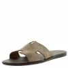 Hermes Light Brown Suede Izmir Sandals Size 43.5 For Men