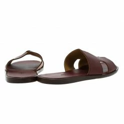 Hermes Maroon Leather Izmir Sandals Size 43.5 For Men -Deals Hermes Store luxury men hermes new shoes p92781 005