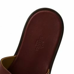 Hermes Maroon Leather Izmir Sandals Size 43.5 For Men -Deals Hermes Store luxury men hermes new shoes p92781 007