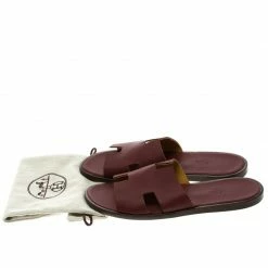 Hermes Maroon Leather Izmir Sandals Size 43.5 For Men -Deals Hermes Store luxury men hermes new shoes p92781 008