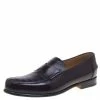 Hermes Dark Brown Croc Leather Loafers Size 44 For Men