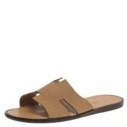 Hermes Honey Brown Lizard Izmir Sandals Size 44 For Men