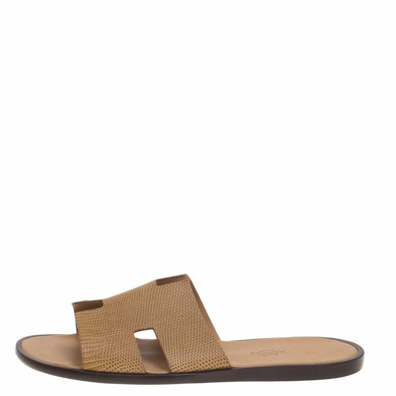 Hermes Honey Brown Lizard Izmir Sandals Size 44 For Men 4 Hermes Honey Brown Lizard Izmir Sandals Size 44 For Men - Image 2
