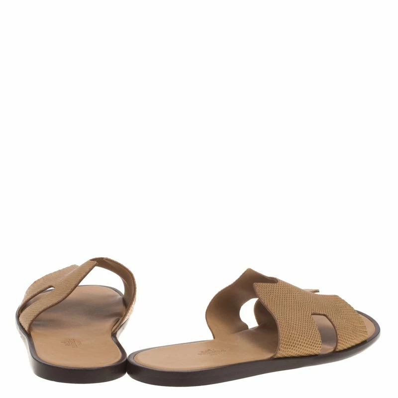 Hermes Honey Brown Lizard Izmir Sandals Size 44 For Men 7 Hermes Honey Brown Lizard Izmir Sandals Size 44 For Men - Image 5