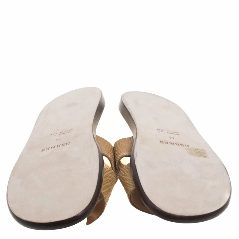 Hermes Honey Brown Lizard Izmir Sandals Size 44 For Men 8 Hermes Honey Brown Lizard Izmir Sandals Size 44 For Men - Image 6