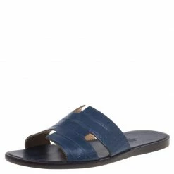 Hermes Indigo Blue Alligator Izmir Sandals Size 44 For Men