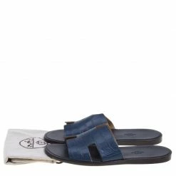 Hermes Indigo Blue Alligator Izmir Sandals Size 44 For Men -Deals Hermes Store luxury men hermes new shoes p93219 0008