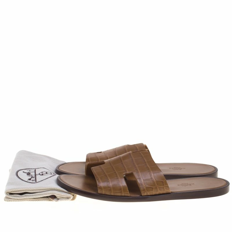 Hermes Light Brown Alligator Izmir Sandals Size 43.5 For Men 10 Hermes Light Brown Alligator Izmir Sandals Size 43.5 For Men - Image 8