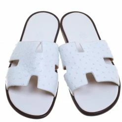 Hermes White Ostrich Izmir Sandals Size 44 For Men -Deals Hermes Store luxury men hermes new shoes p93230 003