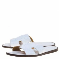 Hermes White Ostrich Izmir Sandals Size 44 For Men -Deals Hermes Store luxury men hermes new shoes p93230 004
