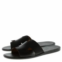 Hermes Dark Brown Leather Izmir Sandals Size 44.5 For Men -Deals Hermes Store luxury men hermes new shoes p94846 004