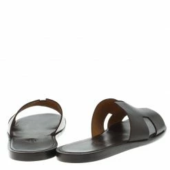 Hermes Dark Brown Leather Izmir Sandals Size 44.5 For Men -Deals Hermes Store luxury men hermes new shoes p94846 005