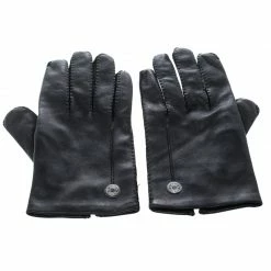Hermes Black Leather Gloves 8 1/2 For Men