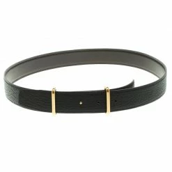 Hermes Black/Dark Brown Fjord Leather Idem Reversible Belt 80CM For Men