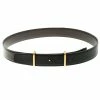 Hermes Black/Dark Brown Box Calf Leather Idem Reversible Belt 80CM For Men