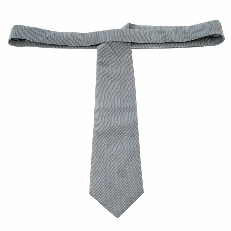 Hermes Blue Dotted Jacquard Silk Tie For Men 5 Hermes Blue Dotted Jacquard Silk Tie For Men - Image 3