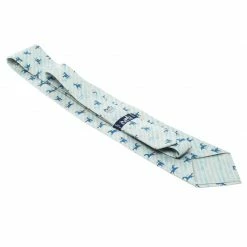 Hermes Blue And Grey Printed Silk Pegasus Tie For Men -Deals Hermes Store luxury men hermes used accessories p112961 004