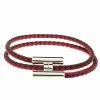 Hermes Tournis Tresse Bicolor Woven Leather Palladium Plated H Bracelet For Men -Deals Hermes Store luxury men hermes used accessories p120847 001