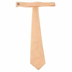 Hermes Orange Jacquard Patterned Silk Tie For Men -Deals Hermes Store luxury men hermes used accessories p120935 003
