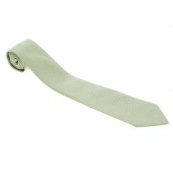 Hermes Green H Figure Pattern Silk Jacquard Tie For Men