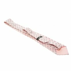 Hermes Pink Dolphin Print Silk Tie For Men -Deals Hermes Store luxury men hermes used accessories p121044 004