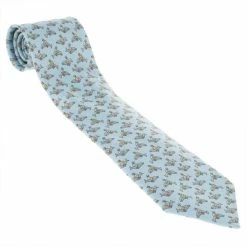 Hermes Blue Dolphin And Jockey Silk Faille Tie For Men