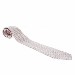 Hermes Pink And Grey Printed Silk Tie For Men