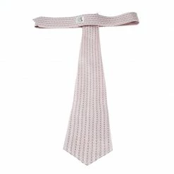 Hermes Pink And Grey Printed Silk Tie For Men -Deals Hermes Store luxury men hermes used accessories p130466 003