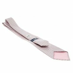 Hermes Pink And Grey Printed Silk Tie For Men -Deals Hermes Store luxury men hermes used accessories p130466 004