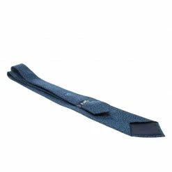 Hermes Navy Blue Rabbit Print Silk Tie For Men -Deals Hermes Store luxury men hermes used accessories p130469 0004