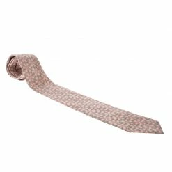 Hermes Pink Horseshoe Print Silk Tie For Men