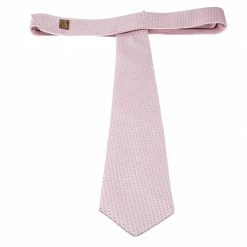 Hermes Pink Printed Silk Jacquard Tie For Men -Deals Hermes Store luxury men hermes used accessories p130481 003