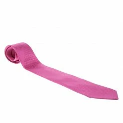 Hermes Pink H Pattern Silk Tie For Men