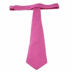 Hermes Pink H Pattern Silk Tie For Men -Deals Hermes Store luxury men hermes used accessories p130495 003