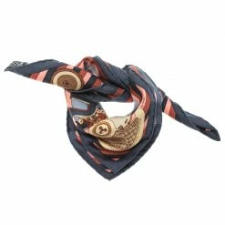 Hermes Multicolor Printed Monsieur Montres Silk Pochette Square Scarf For Men